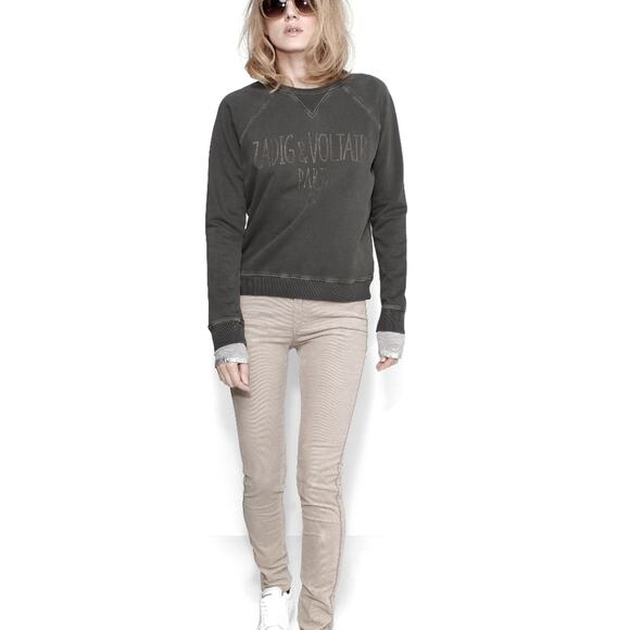 ZADIG & VOLTAIRE Eva Velours skinny corduroy pants in greige Size 36 Small NEW - Picture 9 of 9